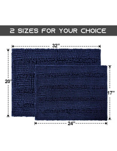 Alfombrillas de baño NICETOWN azul marino 2 piezas 43.2x61cm y 50.8x81.3cm 2