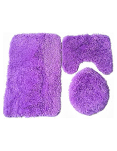 Juego de 3 Alfombras de Baño Antideslizantes XIYUAN Púrpura