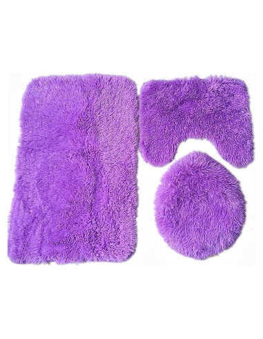 Juego de 3 Alfombras de Baño Antideslizantes XIYUAN Púrpura