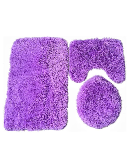 Juego de 3 Alfombras de Baño Antideslizantes XIYUAN Púrpura