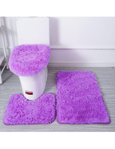 Juego de 3 Alfombras de Baño Antideslizantes XIYUAN Púrpura 2