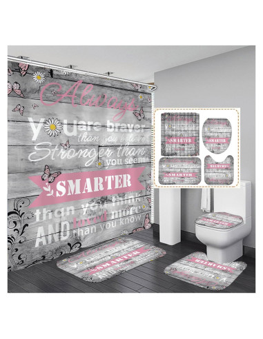 Conjunto de Cortinas de Ducha AZHM Floral 180x180 cm 4 Piezas