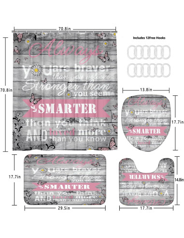 Conjunto de Cortinas de Ducha AZHM Floral 180x180 cm 4 Piezas