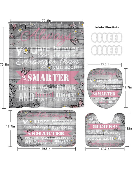 Conjunto de Cortinas de Ducha AZHM Floral 180x180 cm 4 Piezas