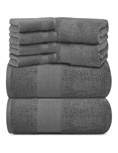 Juego de Toallas de Baño White Classic 8 Piezas Algodón Gris Humo 2