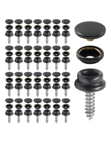 Kit 90 Pcs Tornillos de Acero Inoxidable Botones a Presión Negro