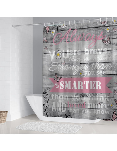 Conjunto de Cortinas de Ducha AZHM Floral 180x180 cm 4 Piezas