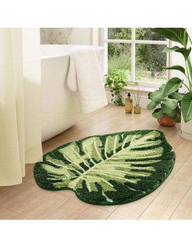 Alfombra de Baño DEXI Monstera 60x80cm Antideslizante Verde