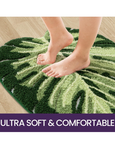 Alfombra de Baño DEXI Monstera 60x80cm Antideslizante Verde