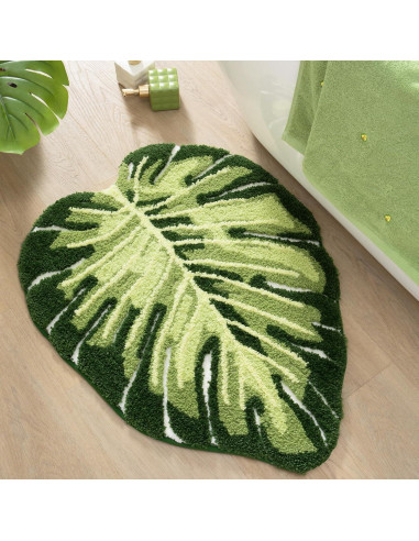 Alfombra de Baño DEXI Monstera 60x80cm Antideslizante Verde