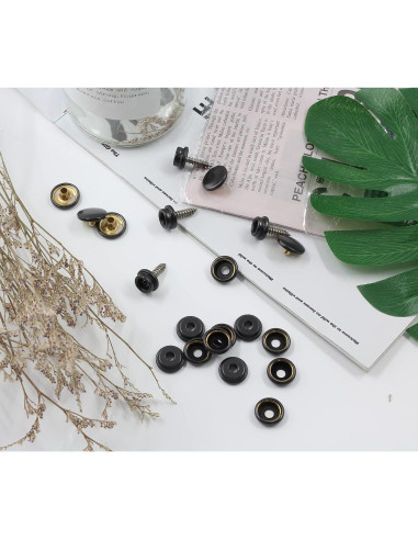 Kit 90 Pcs Tornillos de Acero Inoxidable Botones a Presión Negro