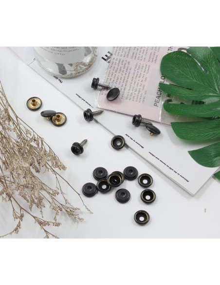 Kit 90 Pcs Tornillos de Acero Inoxidable Botones a Presión Negro