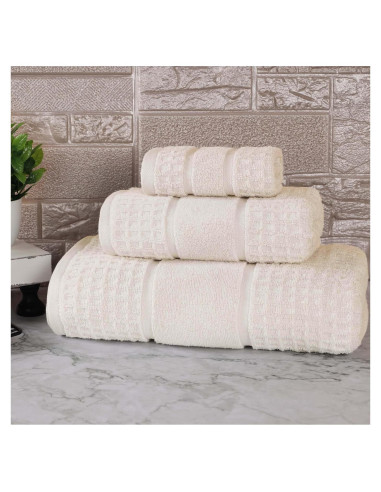 Juego de Toallas de Algodón Superior 3 Piezas Marfil