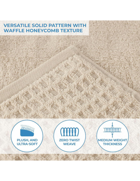 Juego de Toallas de Algodón Superior 3 Piezas Marfil