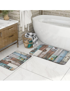 Conjunto de baño Witzest 3 piezas rústico con cortina 182.88 cm 2