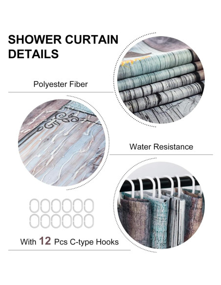 Conjunto de baño Witzest 3 piezas rústico con cortina 182.88 cm