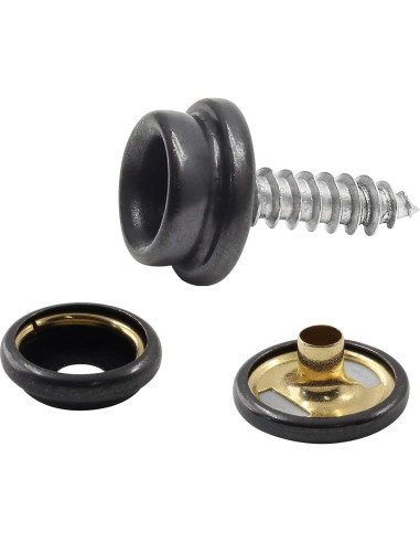 Kit 90 Pcs Tornillos de Acero Inoxidable Botones a Presión Negro