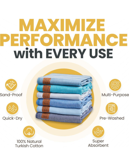 Juego de Toallas de Playa LYCIA Gold Case 6 Piezas 100% Algodón