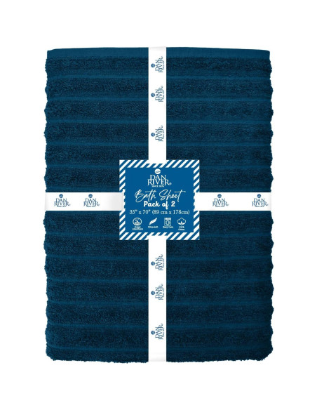 DAN RIVER Paquete de 2 Toallas de Baño 89x178 cm Algodón Azul