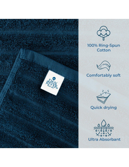 DAN RIVER Paquete de 2 Toallas de Baño 89x178 cm Algodón Azul