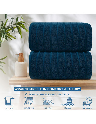 DAN RIVER Paquete de 2 Toallas de Baño 89x178 cm Algodón Azul
