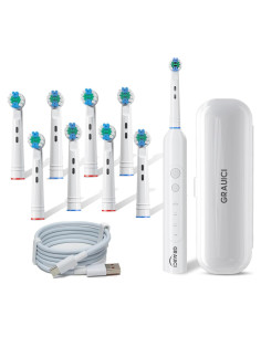 Cepillo de dientes eléctrico GRAUICI con 8 cabezales y 3 modos