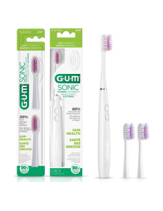 Cepillo de dientes GUM Sonic con 2 cabezales recambio, blanco