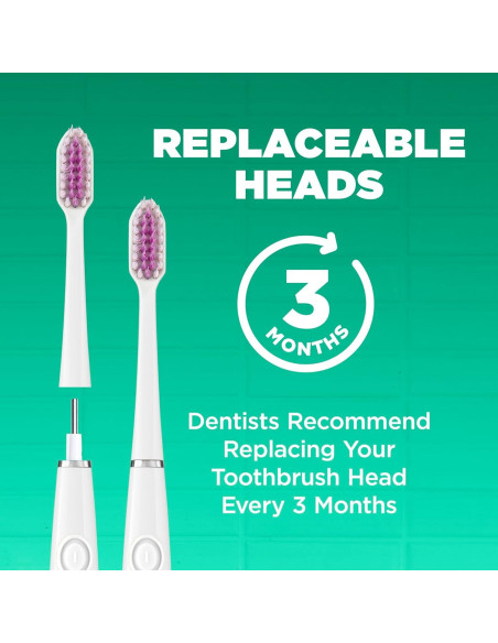 Cepillo de dientes GUM Sonic con 2 cabezales recambio, blanco