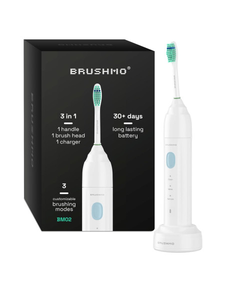 Cepillo de dientes eléctrico Brushmo e-Series - Blanco, 3 modos