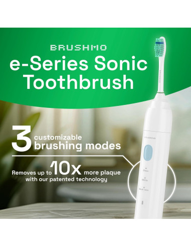 Cepillo de dientes eléctrico Brushmo e-Series - Blanco, 3 modos