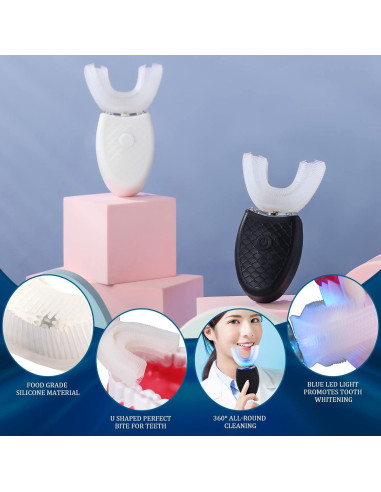 Cepillo de Dientes Eléctrico Ultrasónico Romooa 2 Piezas IPX7