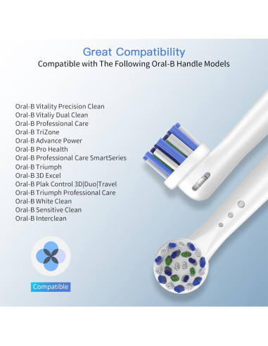 Cabezas de cepillo de dientes TINGOX para Oral B - Paquete de 8