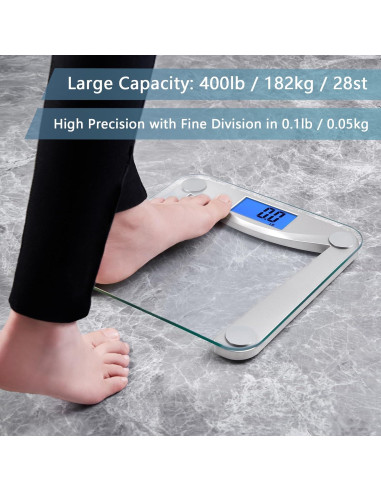 Escala Digital de Baño Vitafit VT1703U, 182kg, Pantalla LCD Grande