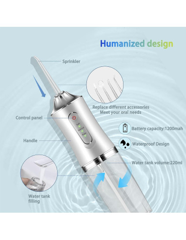 Irrigador Dental Inalámbrico Genérico IPX7 3 Modos 4 Boquillas