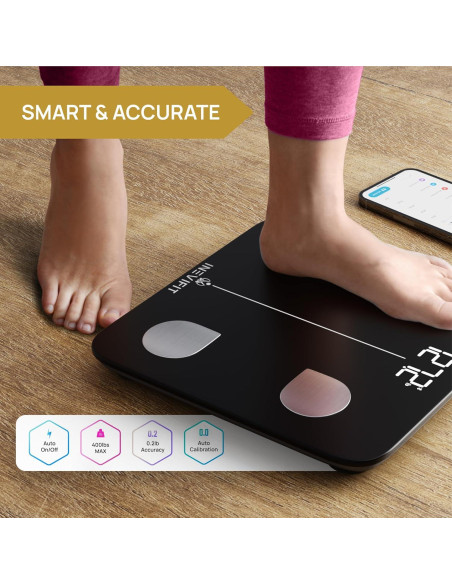 Báscula de Grasa Corporal Inteligente INEVIFIT Bluetooth 181 kg