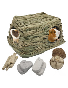 Casa de Hierba Natural BNOSDM para Cobayas y Hámsters 25.9x19.8cm