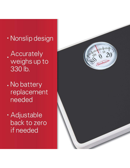 Báscula de Marcador Analógica Sunbeam 136 kg Negra