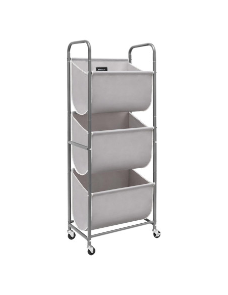 Cesta de Ropa Vertical Rodante STORAGE MANIAC 120L Gris 3 Niveles