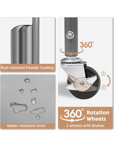 Cesta de Ropa Vertical Rodante STORAGE MANIAC 120L Gris 3 Niveles