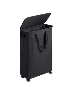 Cesta de Ropa Slim Vincona 55L con Tapa y Ruedas Negra