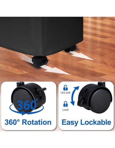 Cesta de Ropa Slim Vincona 55L con Tapa y Ruedas Negra