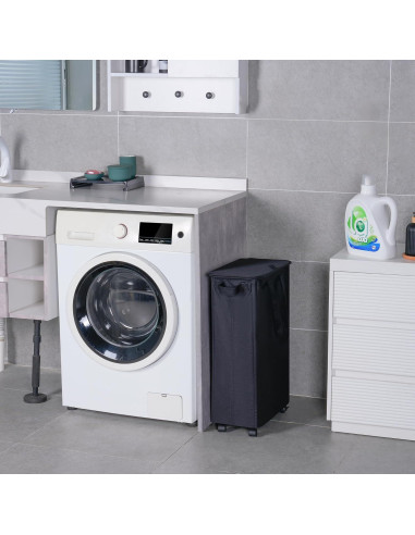 Cesta de Ropa Slim Vincona 55L con Tapa y Ruedas Negra