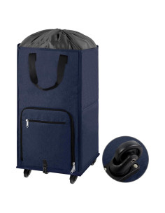 Cesto de Ropa Rodante Bukere 90L Azul Plegable con Ruedas