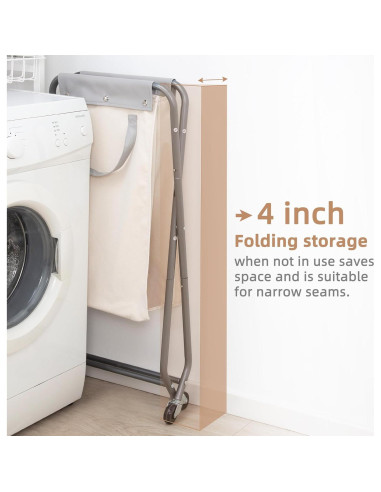 Cesta de Ropa Plegable STORAGE MANIAC 70L Beige con Ruedas