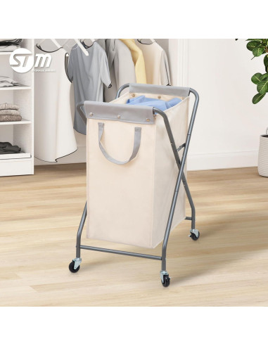 Cesta de Ropa Plegable STORAGE MANIAC 70L Beige con Ruedas