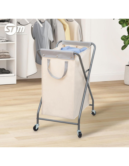 Cesta de Ropa Plegable STORAGE MANIAC 70L Beige con Ruedas