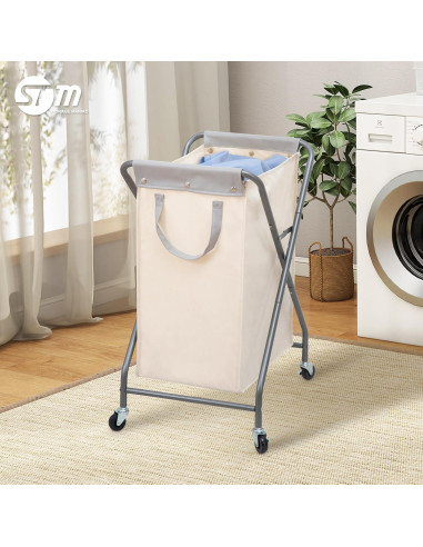 Cesta de Ropa Plegable STORAGE MANIAC 70L Beige con Ruedas