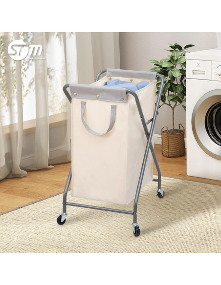 Cesta de Ropa Plegable STORAGE MANIAC 70L Beige con Ruedas