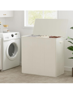 Cesto de Ropa 180L WOWLIVE con Tapa y 3 Compartimentos Beige 2