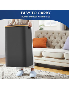 Cesta de Lavandería Bathola 110L con Tapa - Gris 2